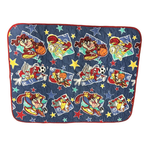 Vintage 1997 Looney Tunes Sports Tweety Bugs Bunny Taz Quilted Blanket 42” X 54”